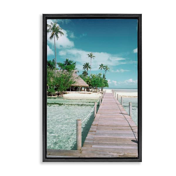 Stupell Industries Tropical Bungalow Bridge by Danita Delimont Black Floater Frame Coastal Graphic Art Print 25 in. x 17 in.