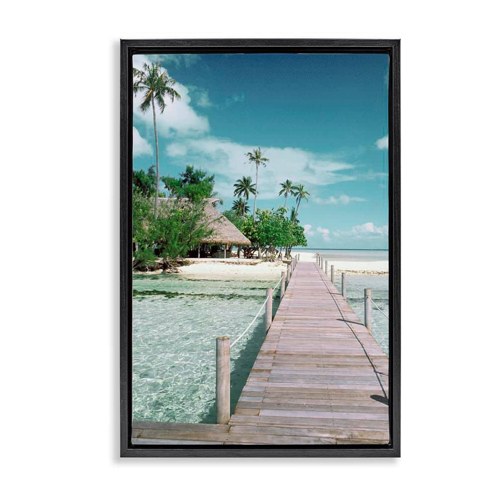 Tropical Bungalow Bridge by Danita Delimont Black Floater Frame Coastal Graphic Art Print 31 in. x 21 in. price history on PriceWatchPro