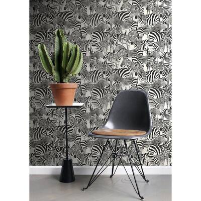 Jemima Black Zebra Paper Strippable Wallpaper (Covers 56.4 sq. ft.)