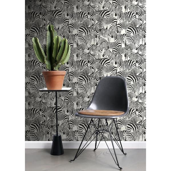 Jemima Black Zebra Paper Strippable Wallpaper (Covers 56.4 sq. ft.)