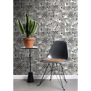 Jemima Black Zebra Black Wallpaper Sample