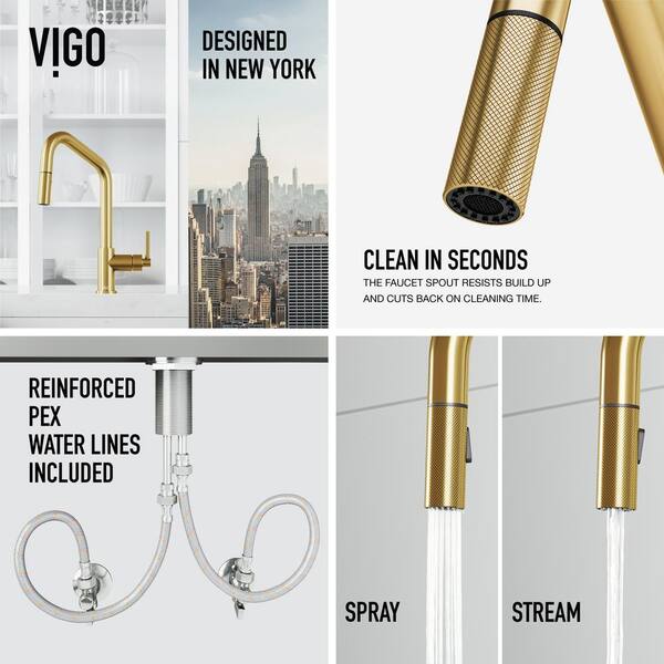 VIGO Utopia 14 in. H Single Handle Pull-Down Sprayer Kitchen Bar