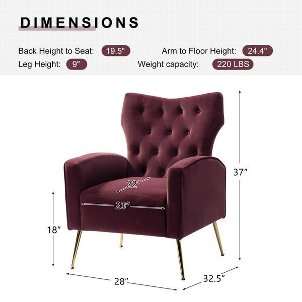 Purple velvet wingback discount chair