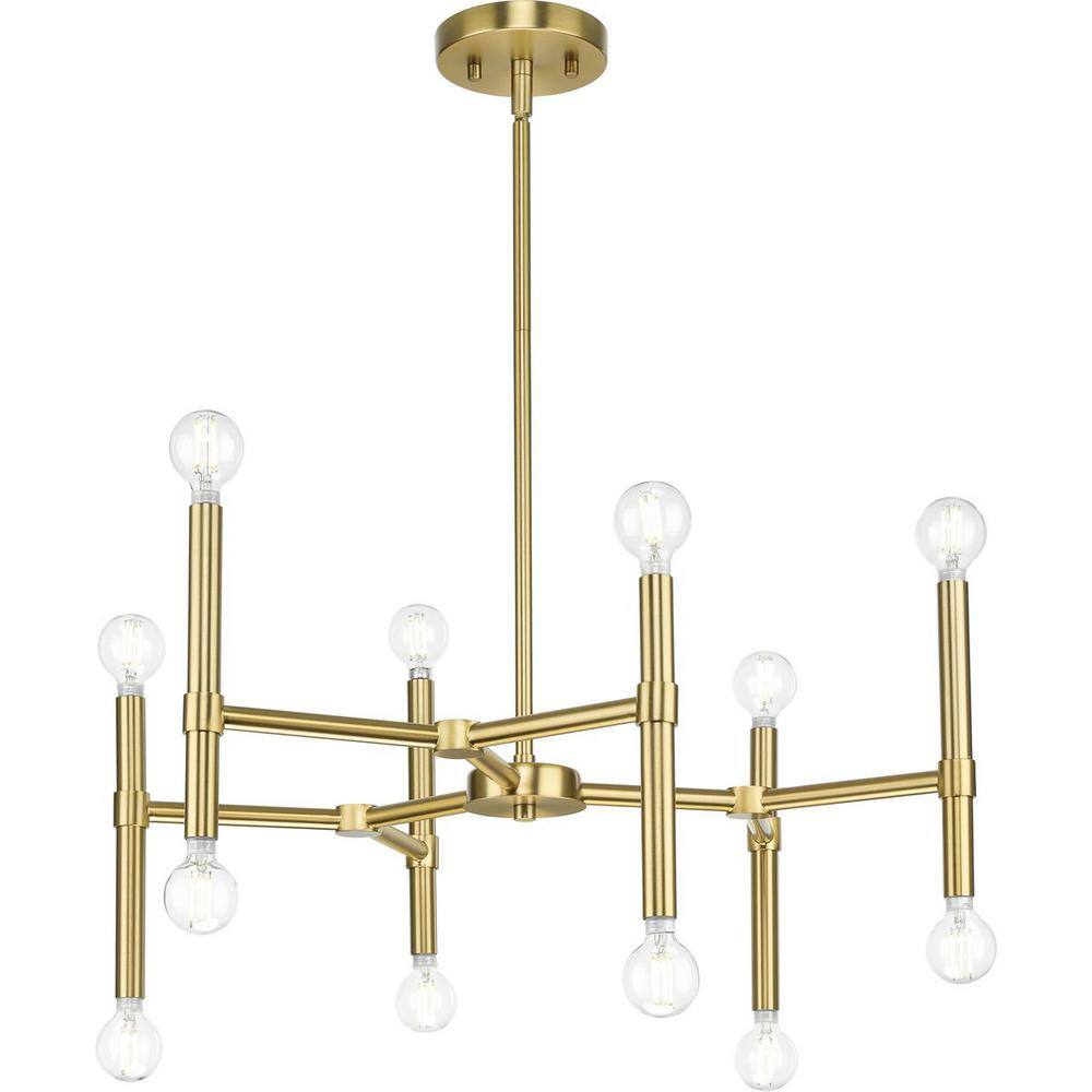 Arya Brushed Gold 12-Light Modern Linear Chandelier