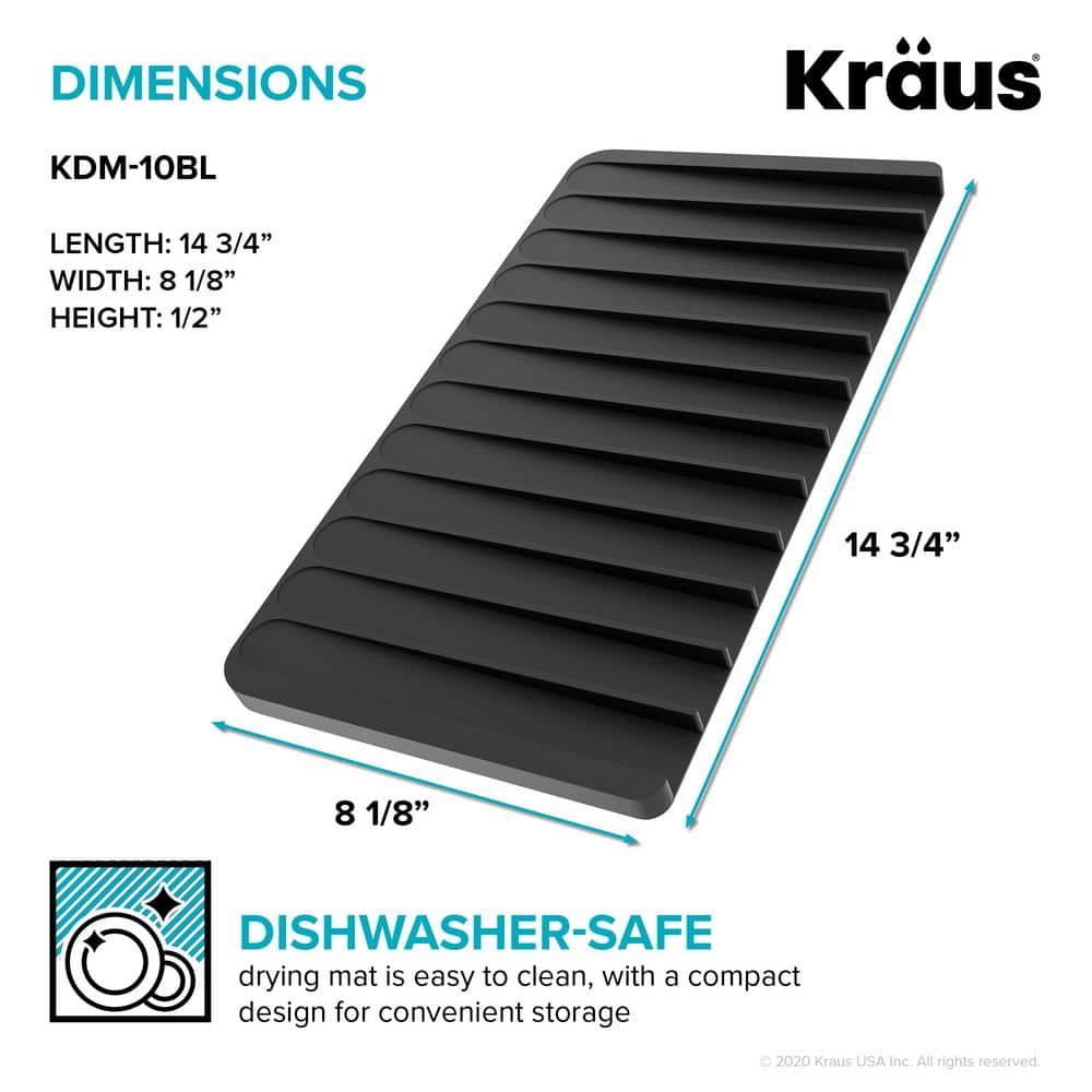 Black Silicone Self-Draining Dish Drying Mat and Trivet