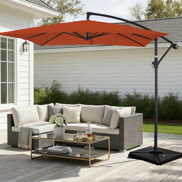 JEAREY 8 ft. x 8 ft. Steel Square Cantilever Patio Umbrella with