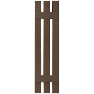 12 in. x 38 in. Lifetime Vinyl TailorMade Three Board Spaced Board and Batten Shutters Pair Federal Brown