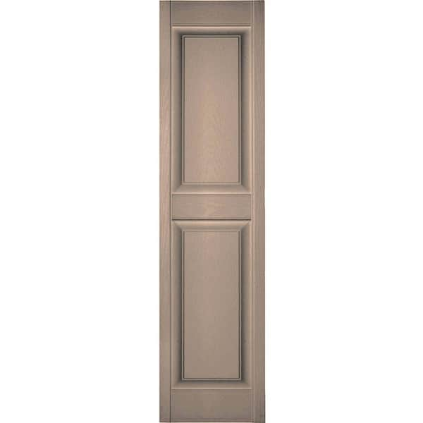 Ekena Millwork 12 in. x 35 in. Lifetime Vinyl Custom 2 Equal Raised Panel Shutters Pair Wicker