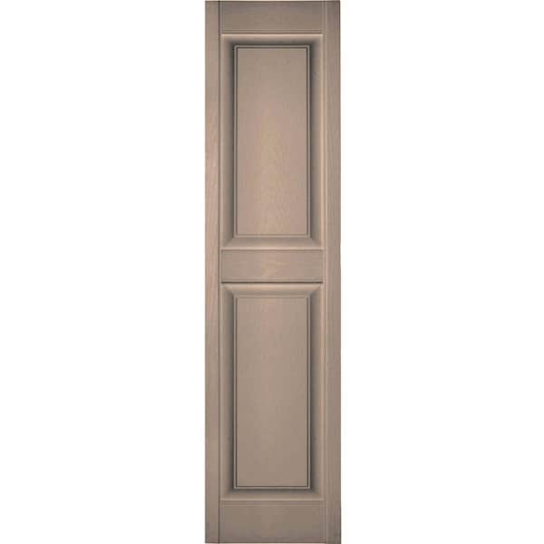 Ekena Millwork 12 in. x 56 in. Lifetime Vinyl TailorMade 2 Equal Raised Panel Shutters Pair Wicker