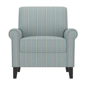 Jean Turquoise and Tan Stripe Upholstered Rolled Arm Chair
