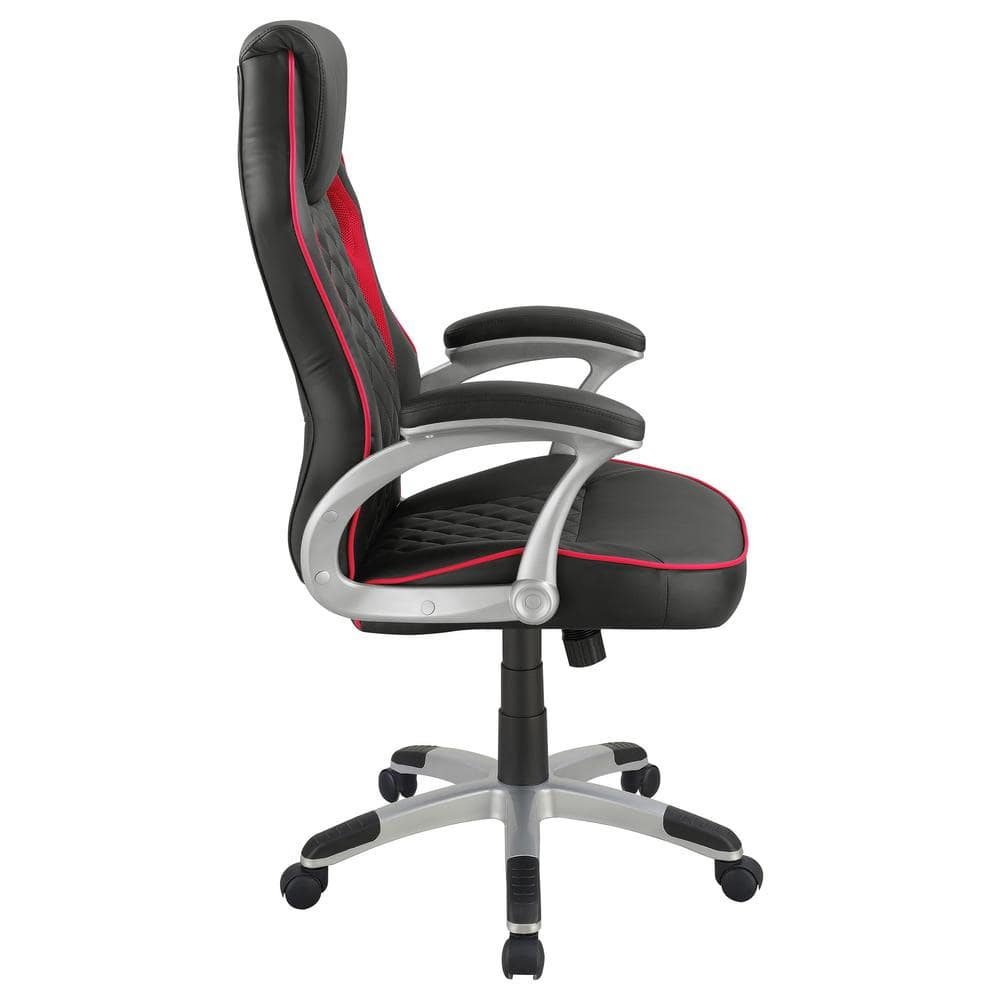 High Back Black and Red Faux Leather Swivel Executive Chair
