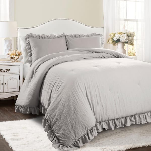 Lush Decor Reyna Comforter Light Gray 3, Comforter For Queen Size Bed