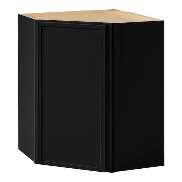 Leyton 24 in. Wx 24 in. Dx 30 in. H Ready to Assemble Plywood Slim Shaker Corner Diagonal Kitchen Cabinet in Raven Black