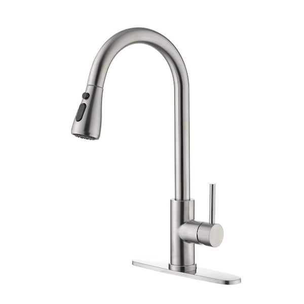 Unbranded Single Handle High Arc Pull Down Sprayer Kitchen Faucet with in Brushed Nickel