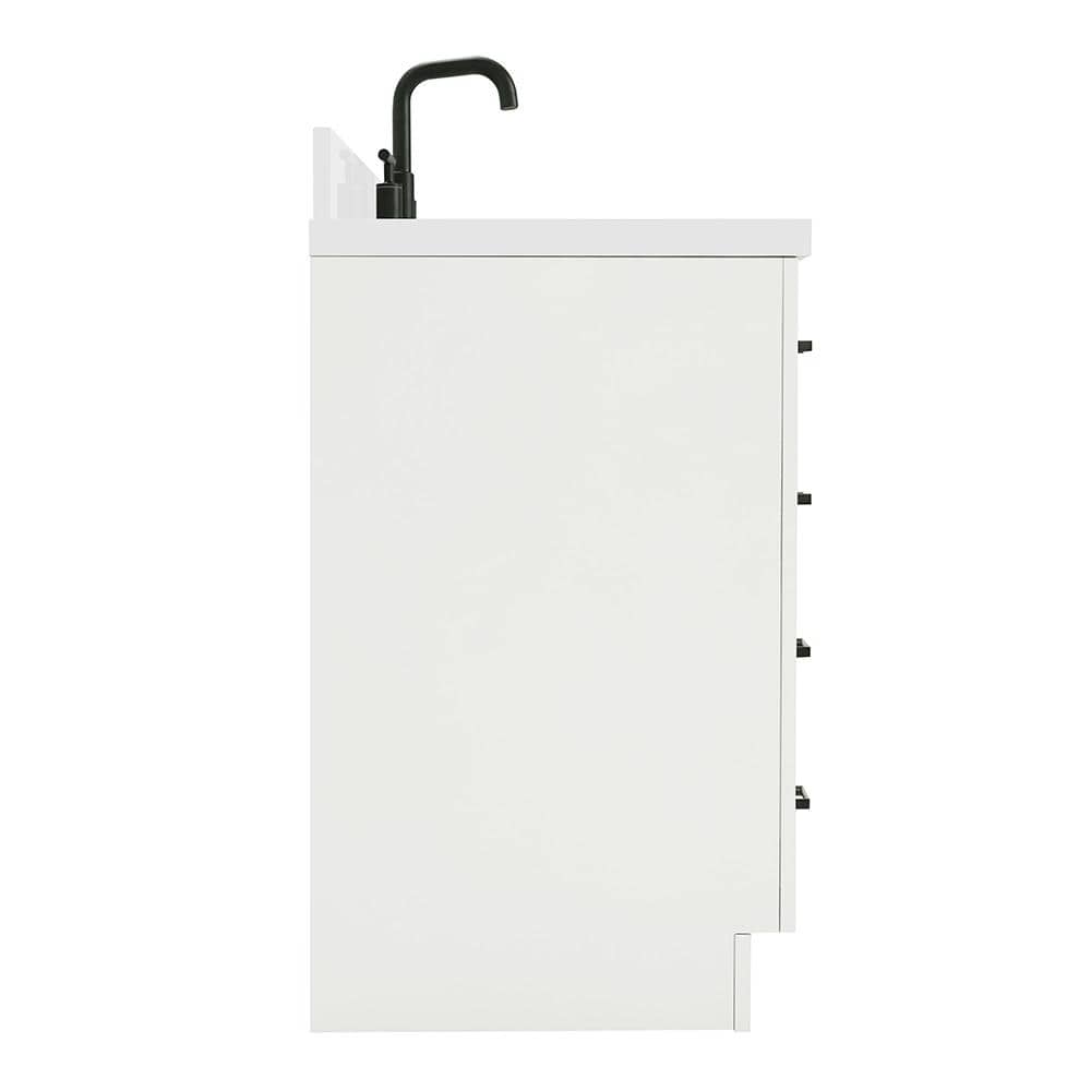 White Hardwood Freestanding Single Vanity with Quartz Top