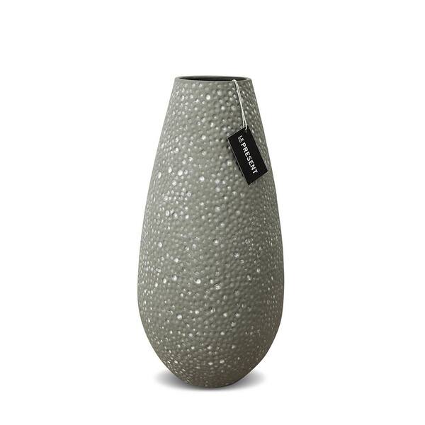 Unbranded Drop Wide Tall Ceramic Vase In Lunar Gray Matte 13.7 in. Height