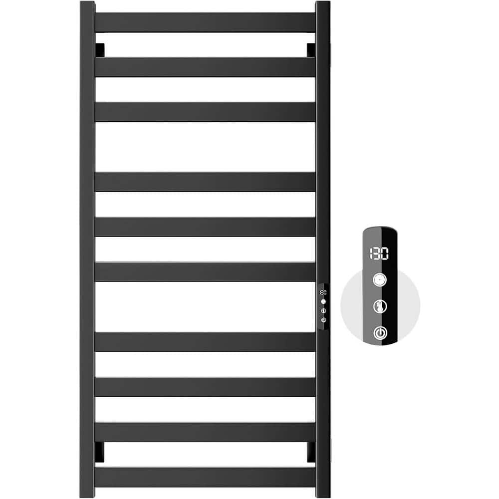 Matte Black 10-Bar Wall Mounted Electric Towel Warmer