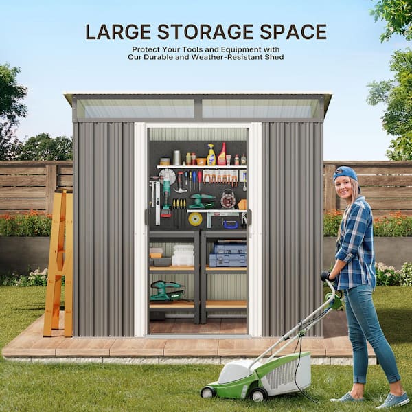 Lofka 6 ft. x 4 ft. (24 sq. ft.) Metal Garden Shed with Sliding