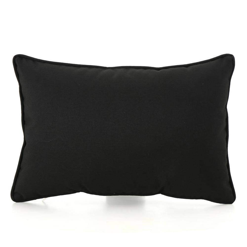 17 in. W x 10 in. H Outdoor Black Water Resistant Fabric Bolster Pillow for