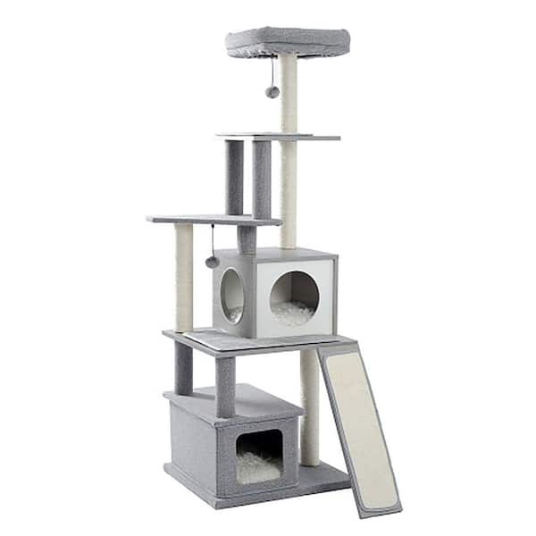Foobrues Modern Wood Cat Tree Cats Multi Floor Large Play Tower Sisal Scratching Post