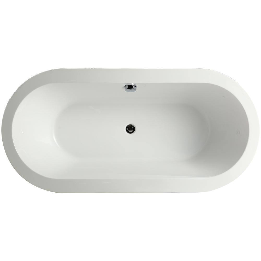 Melania 68'' x 32'' White Acrylic Freestanding Soaking Bathtub
