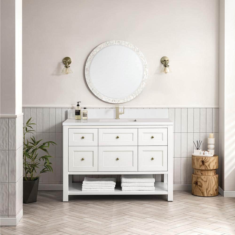 Breckenridge 48.0 in. W x 23.5 in. D x 34.2 in. H Single Bathroom Vanity in Bright White with White Zeus Quartz Top price history on PriceWatchPro