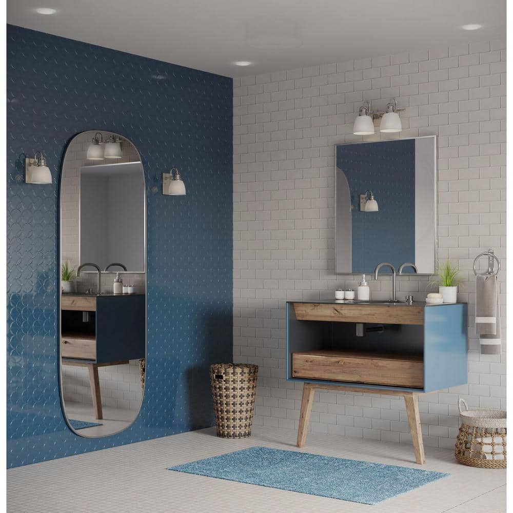 Preston Brushed Nickel 2-Light Bath Vanity with Opal Glass Shades