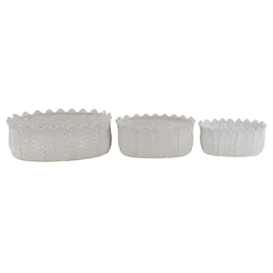 6 in., 5 in., and 5 in. Small White Ceramic Indoor Outdoor Planter (3- Pack)