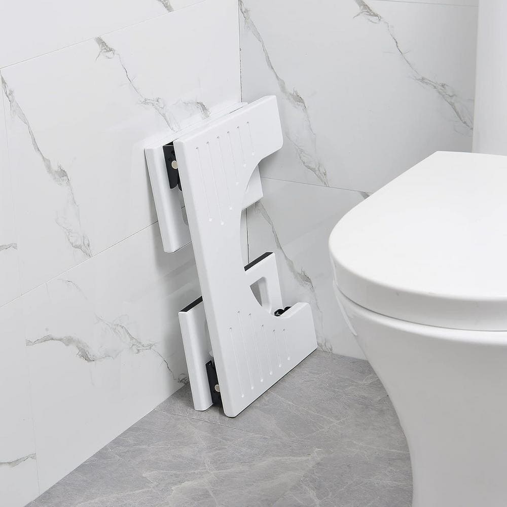 Aoibox 7 in. White Bamboo Toilet Stool - Collapsible Poop Stool for ...