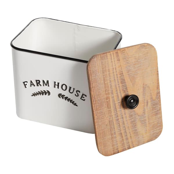 Outshine White Metal Kitchen Flour Canister | Airtight Lids| Farmhouse Canisters