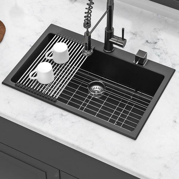 ダイキンマン　 Dueyeeri 33 in. Drop-In Single Bowl Black Quartz Kitchen