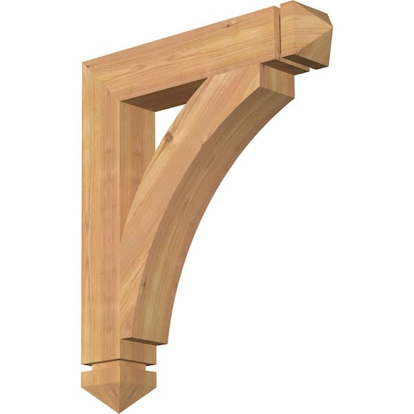 Ekena Millwork 3.5 in. x 24 in. x 20 in. Western Red Cedar Thorton Arts and Crafts Smooth Bracket