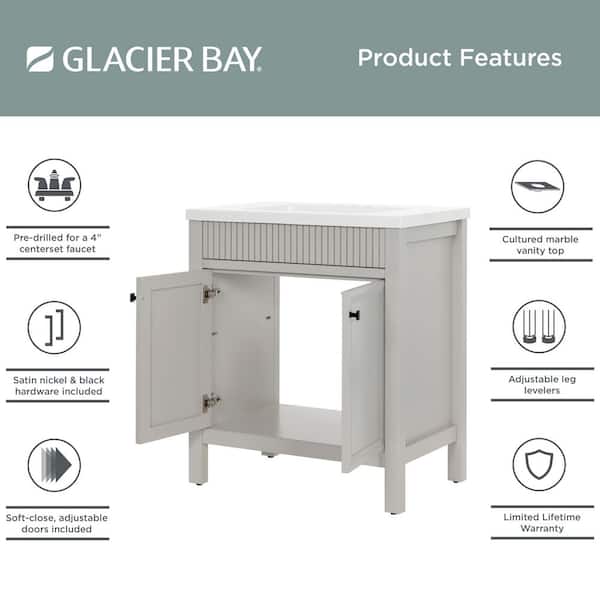 Glacier Bay Foxglade 31 in. Single Sink Light Gray Bath Vanity