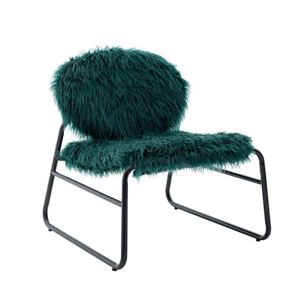 HOMEFUN Modern Industrial Emerald Plush Slant Chair Industrial Accent Chair Set of 2