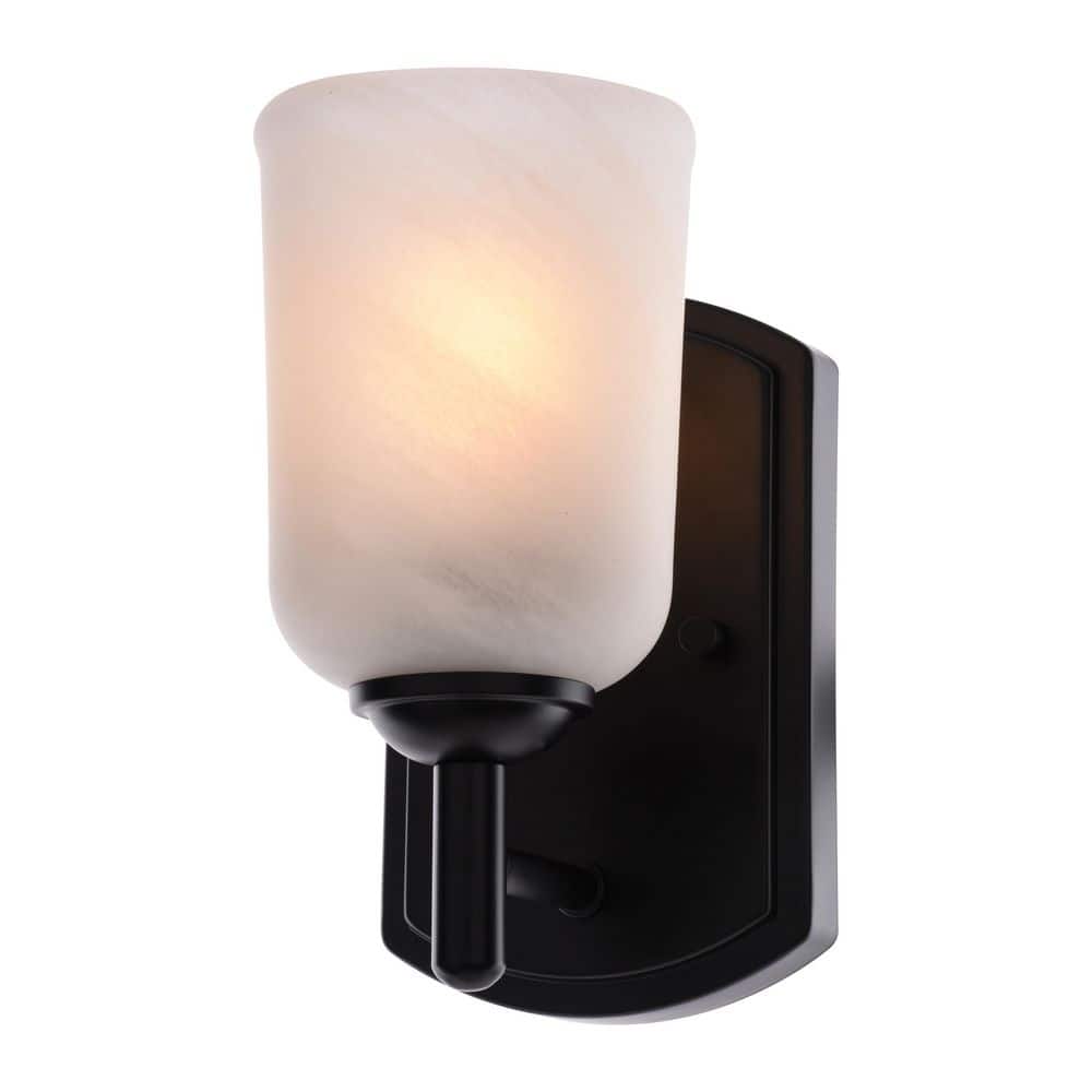 Laurelhurst 4.75 in. 1 Light Matte Black Traditional Vanity Light with White Marble Glass Cylinder Shade price history on PriceWatchPro