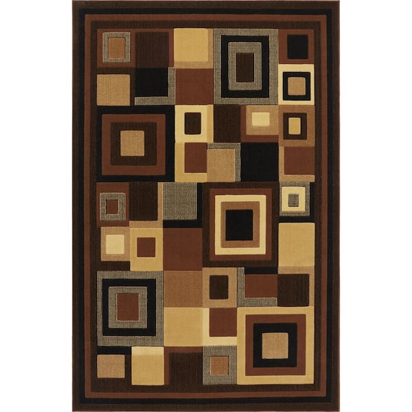Home Dynamix Catalina Black/Brown 3 ft. x 5 ft. Geometric Area Rug