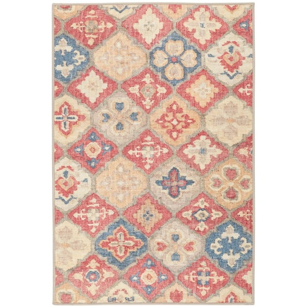 DASH & ALBERT Pali Machine Washable Multi 4 ft. x 6 ft. Indoor Area Rug