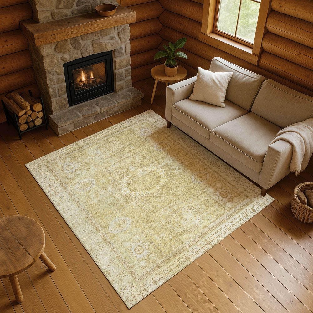 Mayfield Premium Machine Washable Abstract AMF1740 Beige 8 ft. x 10 ft. Area Rug price history on PriceWatchPro