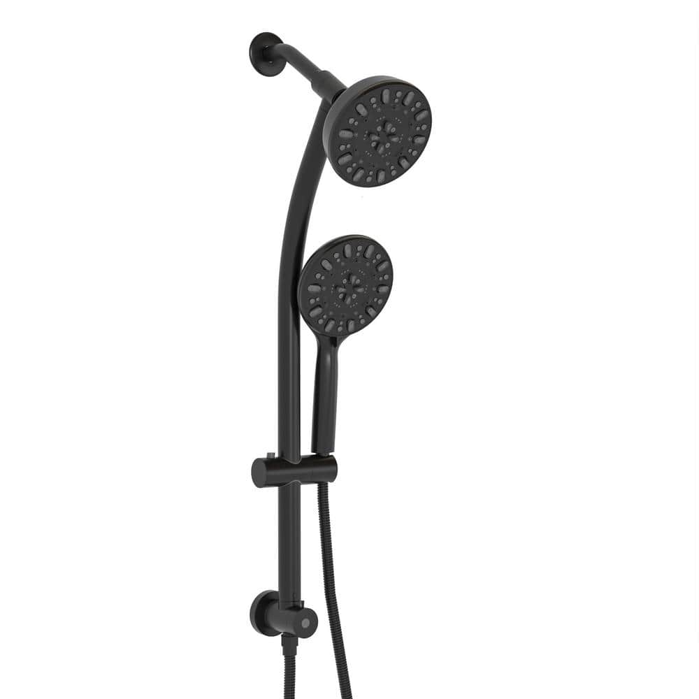 7-Spray 4.7 in. Wall Mounted Dual Fixed and Handheld Shower Head 1.8 GPM with Adjustable Slide Bar in Matte Black price history on PriceWatchPro