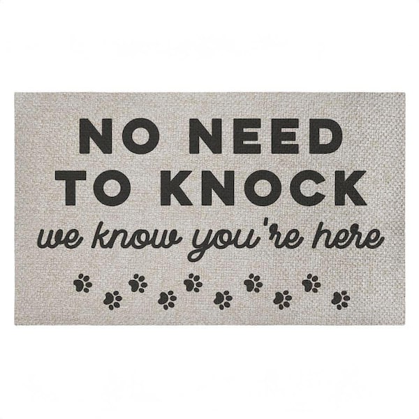 No Need to Knock Black 18 in. x 30 in. Polyester Non-Slip Outdoor Door Mat