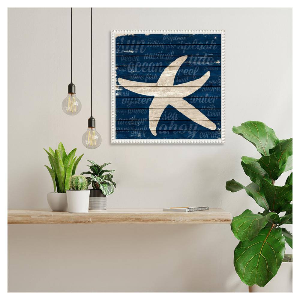 Coastal Starfish Canvas Wall Art with White Beaded Frame