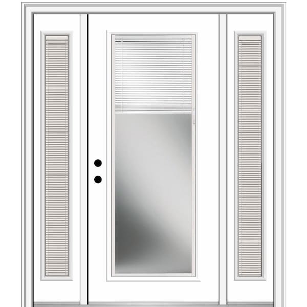 MMI Door 64.5 in. x 81.75 in. Internal Blinds Right-Hand Inswing Full Lite Clear Primed Steel Prehung Front Door with Sidelites