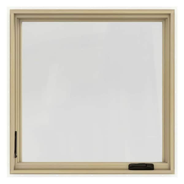 JELD-WEN 30.75 in. x 40.75 in. W-2500 Series Cream Painted Clad Wood Left-Handed Casement Window with BetterVue Mesh Screen