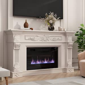 30 in. Wall Mount Electric Fireplace in Black With Adjustable Flame Colors and Speed, Touch Screen Remote Control