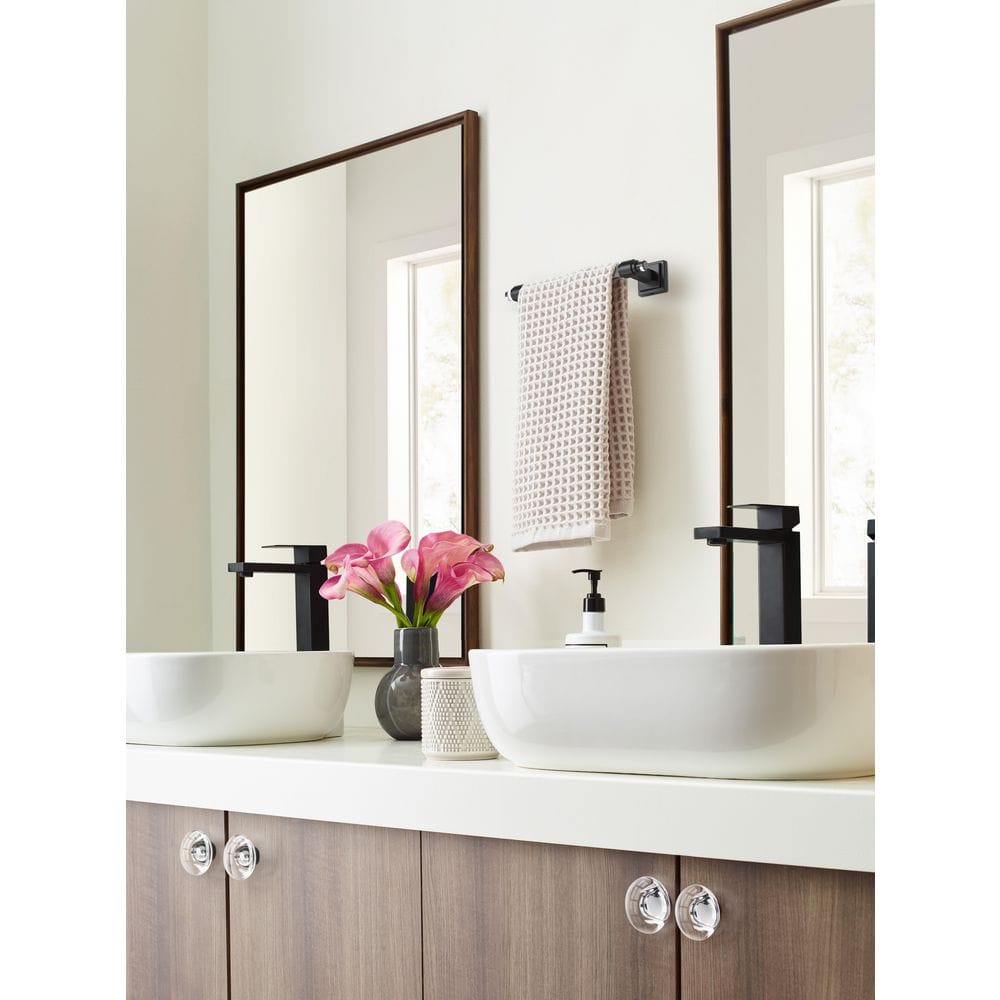 Glacio 8 Inch Clear and Matte Black Wall Mounted Towel Bar