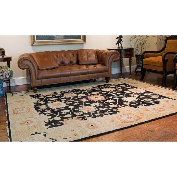 Oushak 4 ft. x 6 ft. Black/Light Gold Persian Area Rug