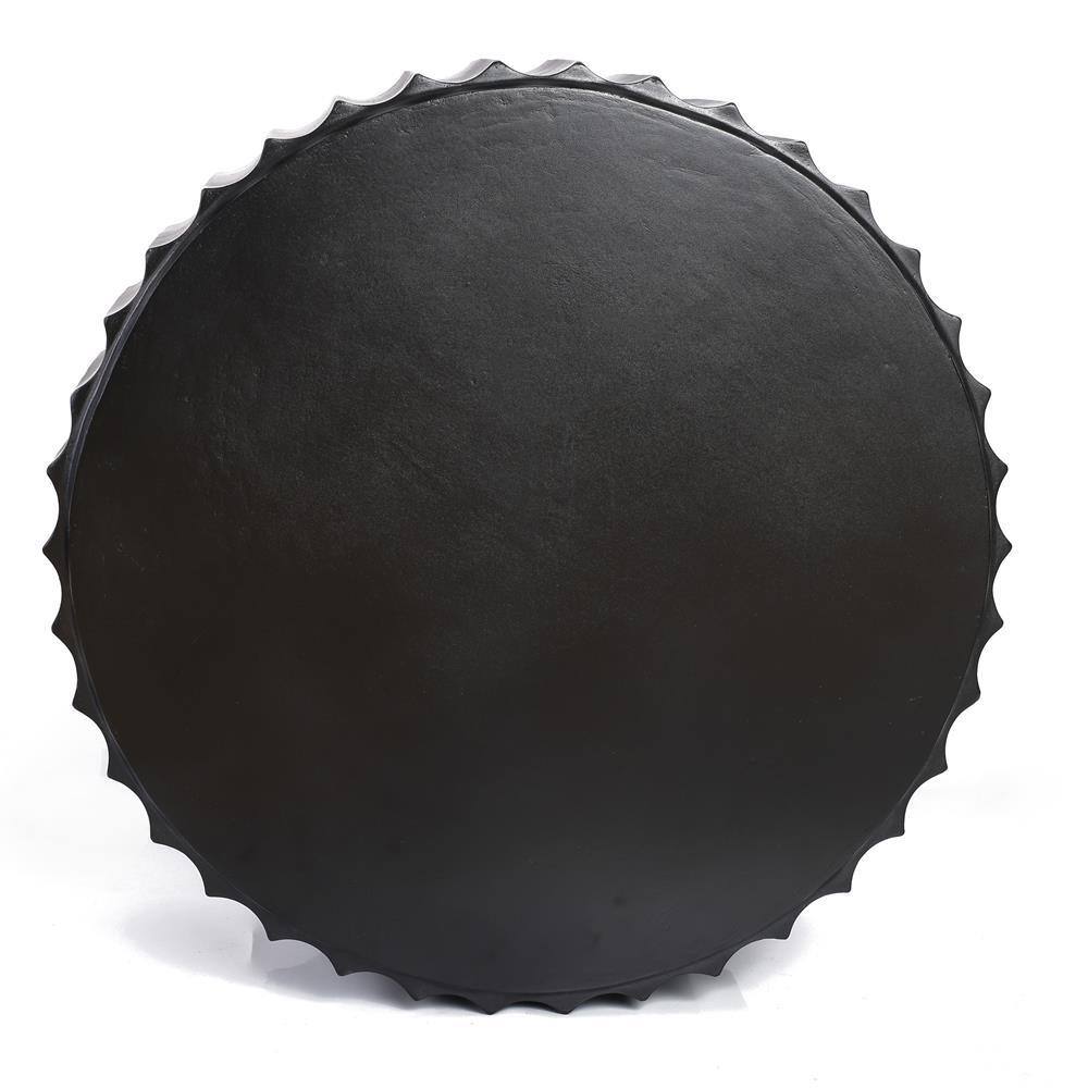 LuxenHome 32" Black Cement Round Outdoor Coffee Table