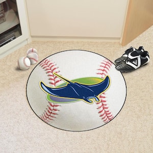 Tampa Bay Rays Baseball White 2 ft. x 2 ft. Round Area Rug