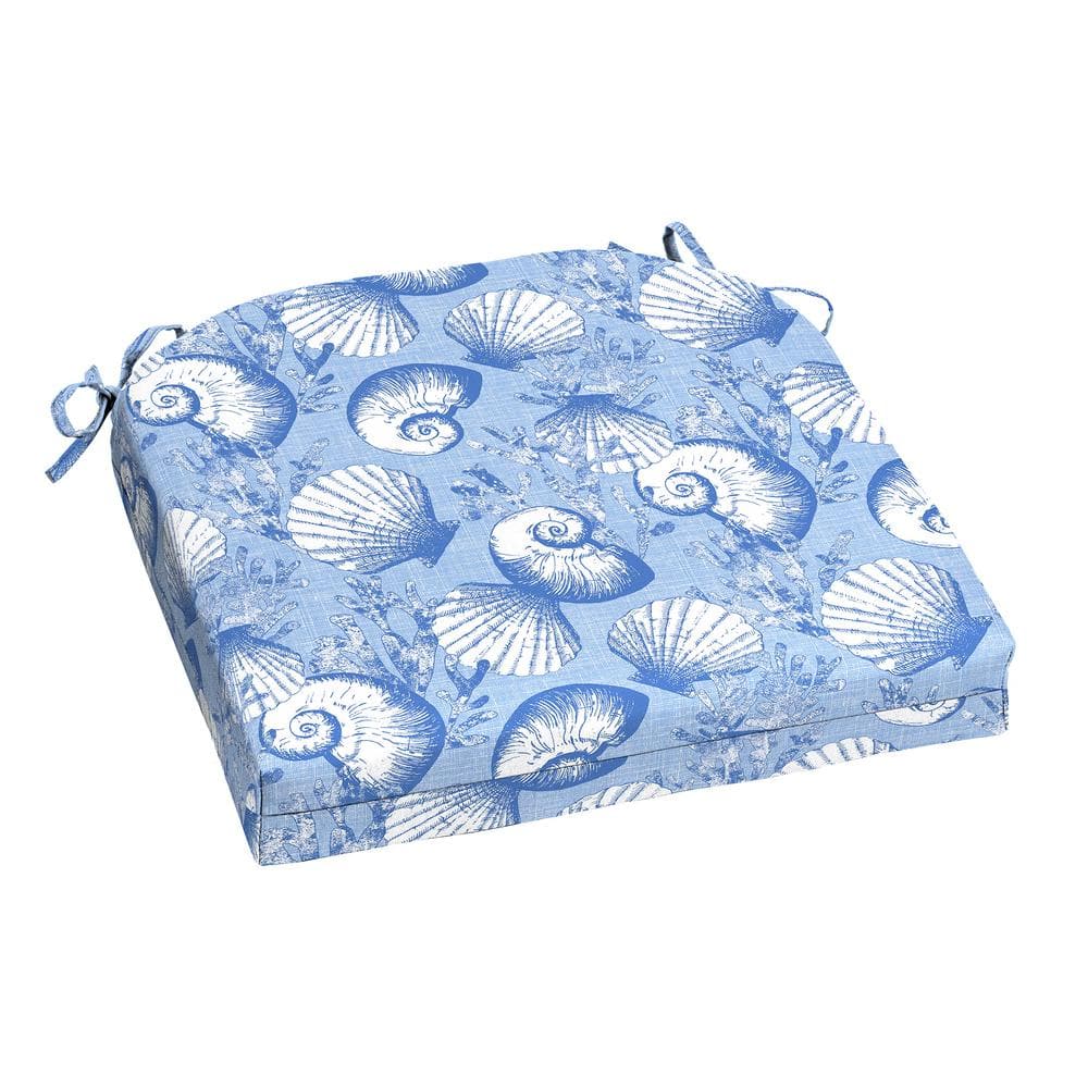 Hampton Bay 20 in. x 20 in. Square Outdoor Seat Cushion in Sandbar Reef