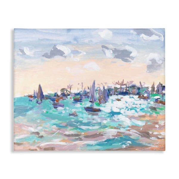 Stupell Industries Sailboats in Rushing Waves by Melissa Wang Unframed Coastal Graphic Art Print 36 in. x 48 in.